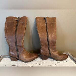 Born Tan Leather Heeled Boots